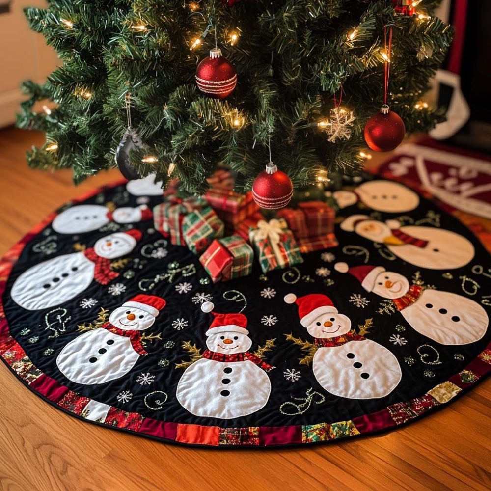 Festive Chilly Cheer Tree Skirt - Cozy Winter Christmas Skirt, Handmade Custom Holiday Decor, Perfect Gift, Made To Order