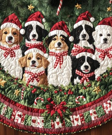 Australian Shepherd Holiday Tree Skirt — Custom Aussie Dog Christmas Skirt, Made-To-Order Plush Gift For Pet Owners
