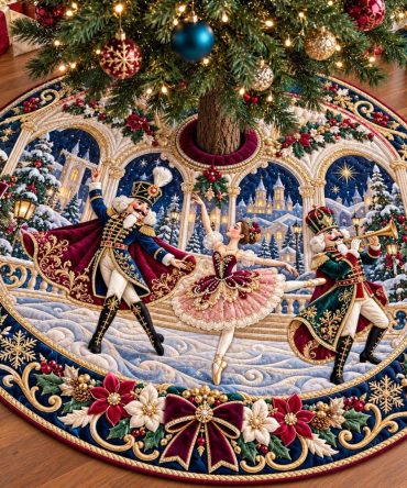 Christmas Ballet Magic Tree Skirt — Handcrafted Nutcracker & Ballet Holiday Skirt, Custom Sizes For Elegant Displays