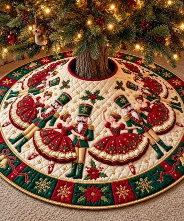 Ballet-Inspired Holiday Tree Skirt — Elegant Made-To-Order Christmas Skirt With Dancers And Tulle Accents
