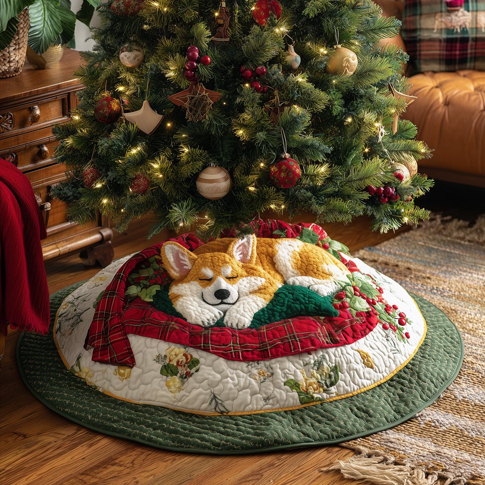Corgi Nook Christmas Tree Skirt — Cute Corgi Holiday Tree Collar, Personalized Pet Keepsake For Seasonal Decor
