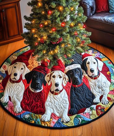 Great Dane Parade Christmas Tree Skirt — Bold Dog-Themed Holiday Tree Collar, Personalized Large-Size Option
