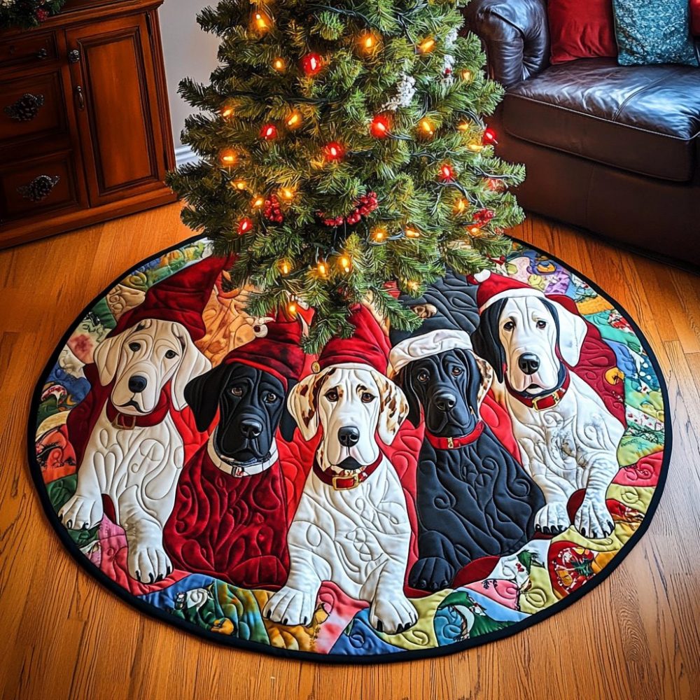 Great Dane Parade Christmas Tree Skirt — Bold Dog-Themed Holiday Tree Collar, Personalized Large-Size Option