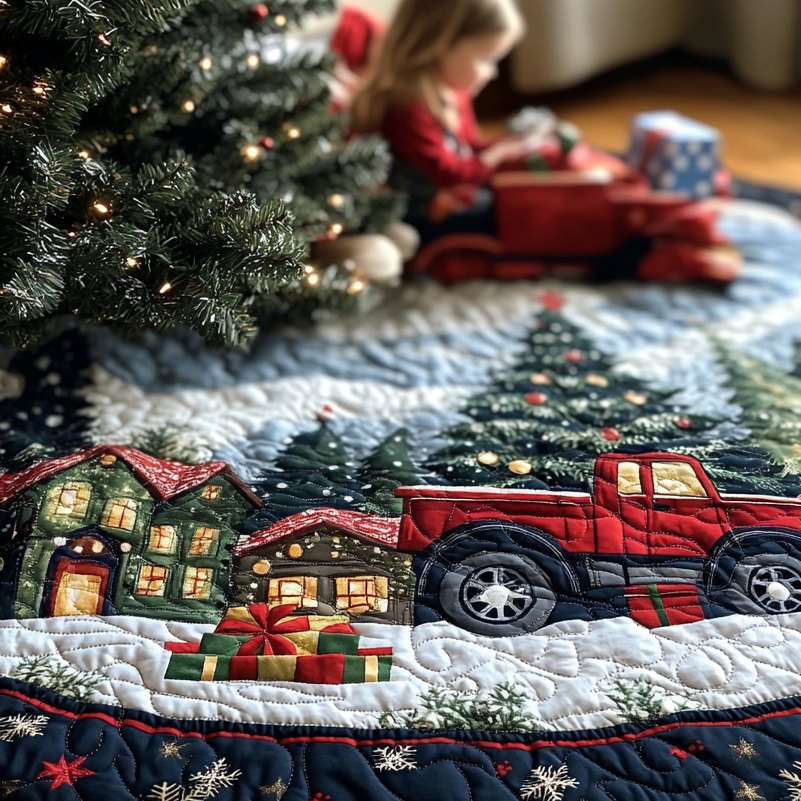 Christmas Delivery Tree Skirt — Festive Mailman & Gifts Holiday Tree Collar, Custom Seasonal Home Accent