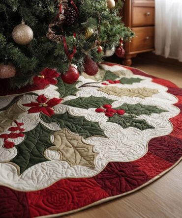 Sparkling Christmas Tree Skirt — Glitter Accent Holiday Tree Collar, Luxe Festive Décor With Custom Options