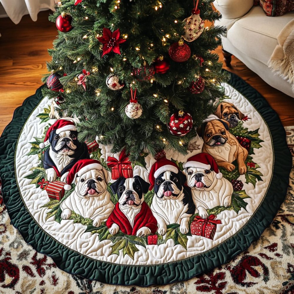 French Bulldog Christmas Tree Skirt — Custom Made-To-Order Holiday Skirt For Frenchie Fans, Premium Soft Fabric & Personalized Sizes