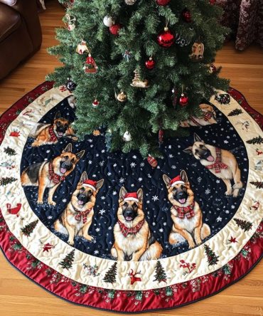 German Shepherd Christmas Tree Skirt — Made-To-Order Dog Lover Holiday Skirt, Large Breed-Friendly, Custom Sizes & Durable Fabric