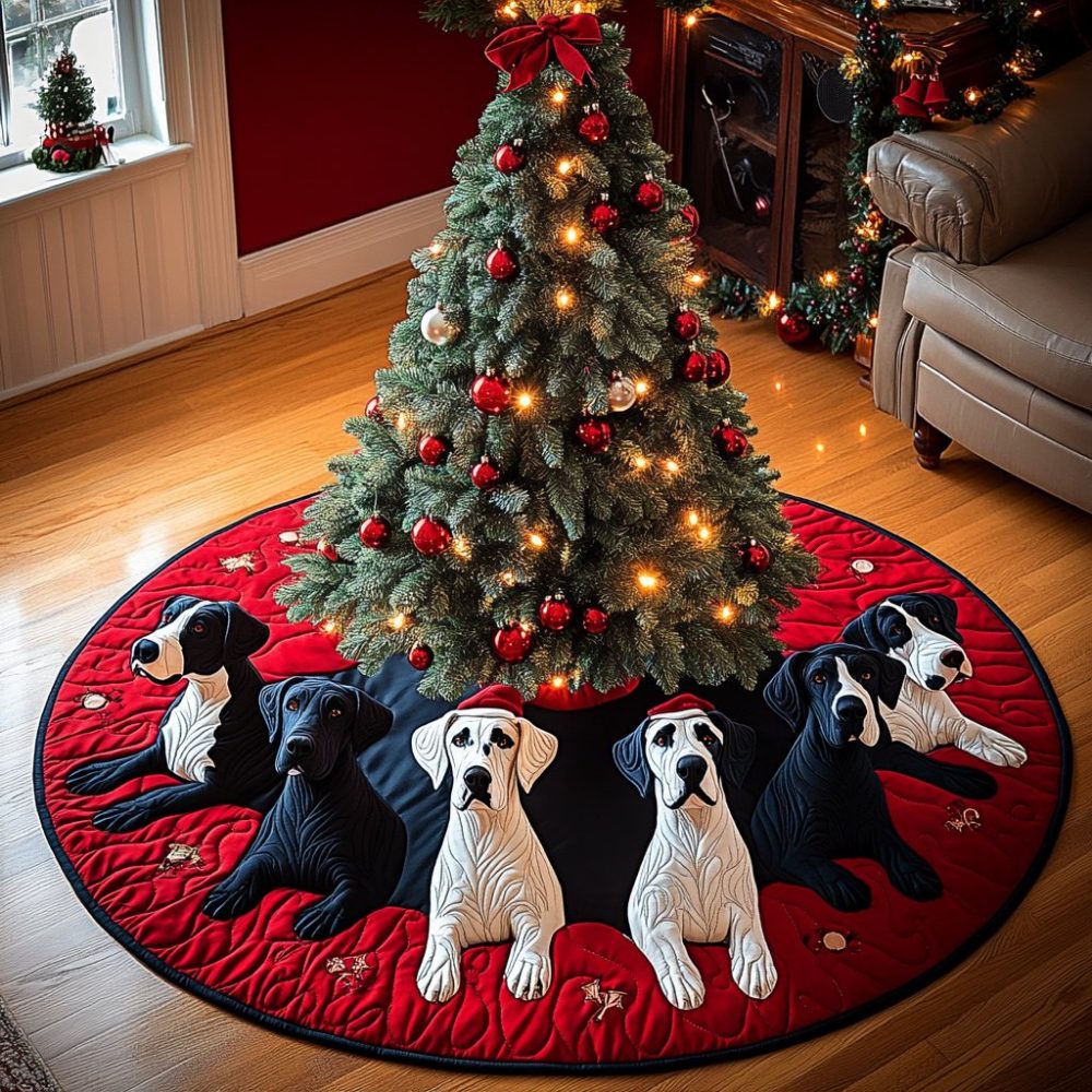 Great Dane Christmas Tree Skirt — Custom Made-To-Order Holiday Skirt For Large Dogs, Durable Premium Fabric & Personalized Sizing