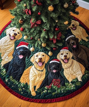 Enchanting Labrador Magic Holiday Tree Skirt — Custom Made-To-Order Dog-Lover Christmas Skirt, Soft Premium Fabric