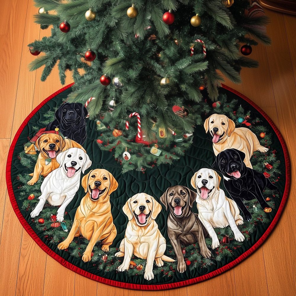 Personalized Labrador Christmas Tree Skirt — Made-To-Order Holiday Skirt For Dog Lovers, Custom Sizes & Premium Fabric