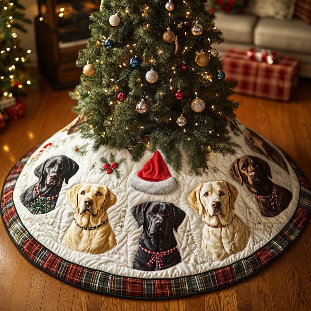 Pup Love Personalized Christmas Tree Skirt - Custom Dog Lover Holiday Collar, Soft Plush Décor, Handmade And Made-To-Order