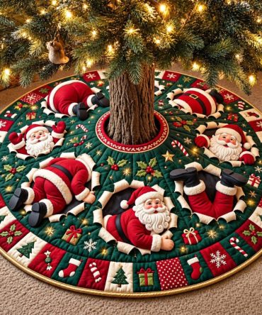 Classic Santa Holiday Tree Skirt - Timeless Christmas Centerpiece, Premium Felt, Hand-Finished Details, Custom Fit For Every Tree