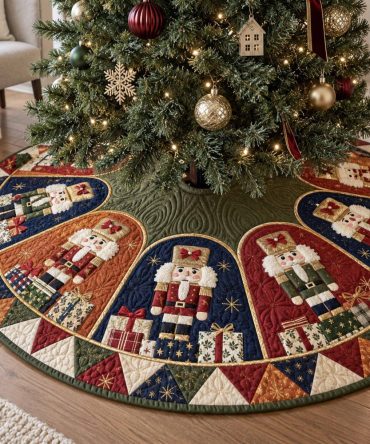 Christmas Sentry Holiday Tree Skirt — Classic Guard Motif Christmas Tree Skirt, Made-To-Order Durable Base For Timeless Decorations