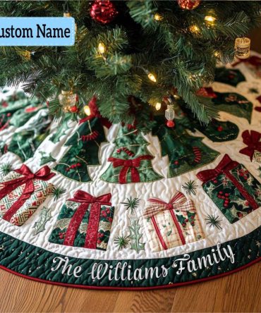 Holiday Gifts Christmas Tree Skirt — Custom Gift-Themed Tree Skirt, Made-To-Order Holiday Centerpiece And Personalized Keepsake