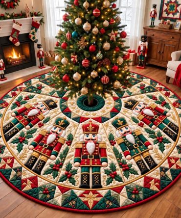 Heritage Nutcracker Guard Tree Skirt — Custom Holiday Tree Skirt With Classic Soldier Motifs For Traditional Christmas Charm