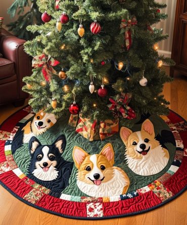 Corgi Christmas Joy Deluxe Tree Skirt — Double-Take Festive Dog Skirt, Personalized Options, Premium Soft Fabric, Gift-Ready