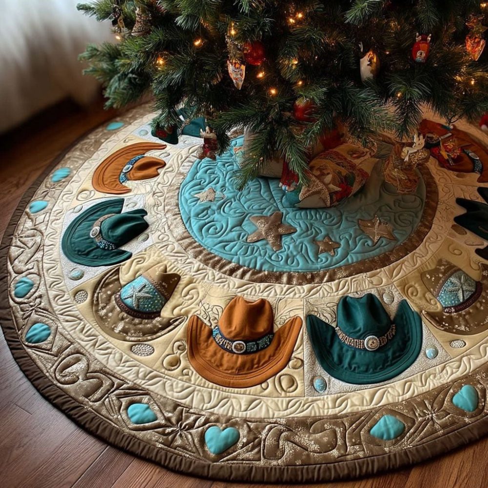 Country Rodeo Christmas Tree Skirt — Western Rodeo-Inspired Handmade Holiday Accent, Custom & Made-To-Order