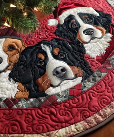 Handmade Plush Bernese Mountain Dog Christmas Tree Skirt — Luxurious Holiday Decor, Made-To-Order & Gift-Ready
