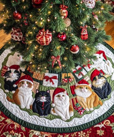 Custom Cozy Catmas Tree Skirt – Festive Plush 'Catmas' Christmas Skirt With Personalization, Handmade Holiday Décor For Cat Families