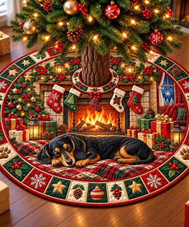 Ultra-Cozy Dachshund Holiday Tree Skirt — Soft Custom Christmas Skirt For Dog Lovers, Machine Washable, Made To Order