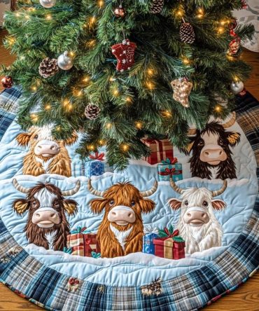 Farm Holiday Christmas Tree Skirt — Rustic Farmhouse Holiday Decor, Custom Sizes & Durable Plush Fabric For Cozy Styling