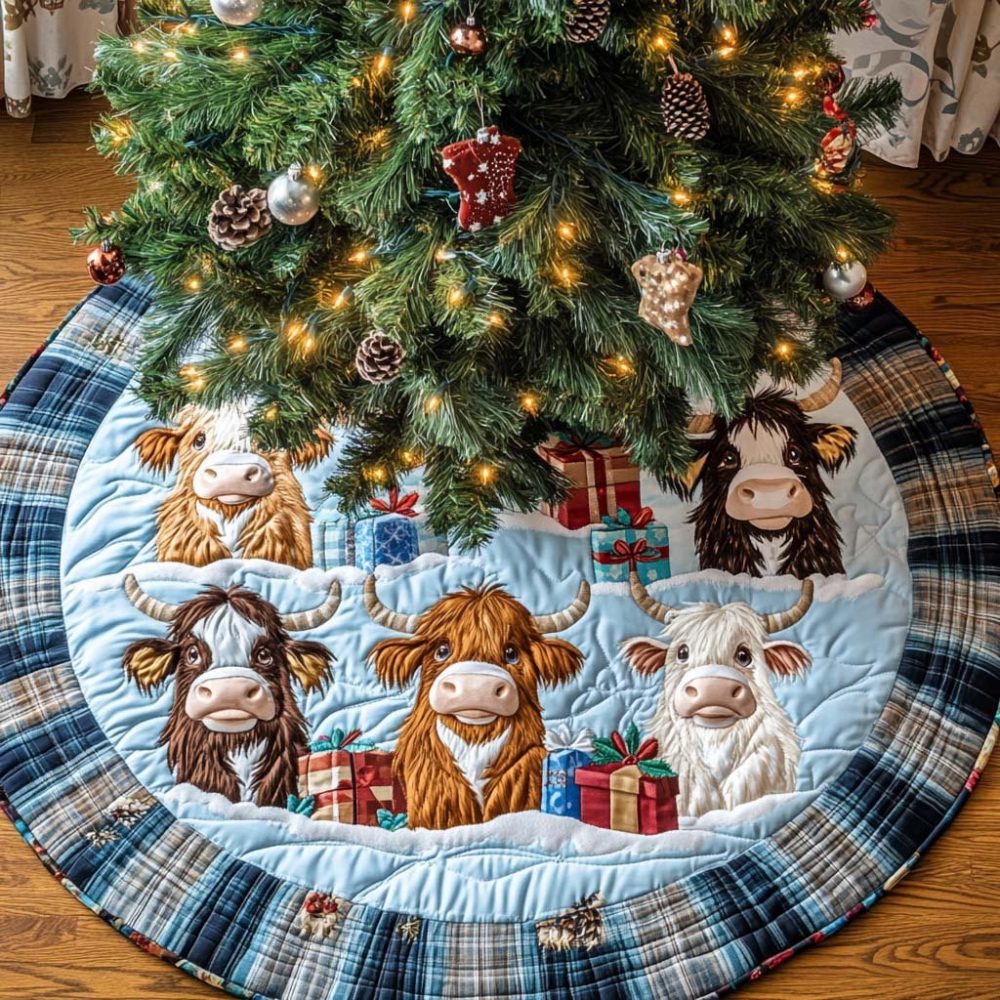 Farm Holiday Christmas Tree Skirt — Rustic Farmhouse Holiday Decor, Custom Sizes & Durable Plush Fabric For Cozy Styling