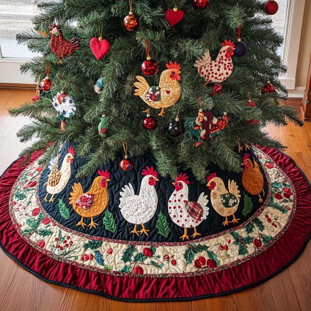 Flock Celebrations Christmas Tree Skirt — Custom Holiday Flock Design With Festive Accents, Plush Fabric & Personalization