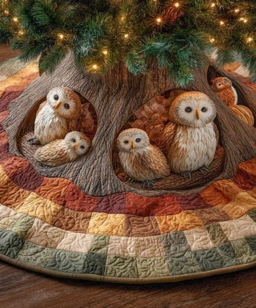 Handmade Cozy Hollow Family Holiday Tree Skirt — Made-To-Order Plush Christmas Tree Base Cover For Living Room Décor & Gifts