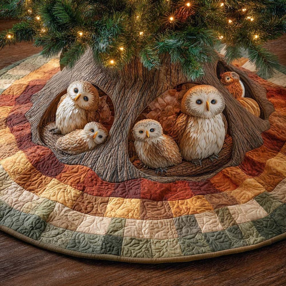 Handmade Cozy Hollow Family Holiday Tree Skirt — Made-To-Order Plush Christmas Tree Base Cover For Living Room Décor & Gifts