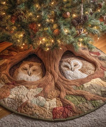 Cozy Hollow Festive Tree Skirt — Custom Rustic Christmas Tree Skirt With Warm Plaid And Quilted Comfort