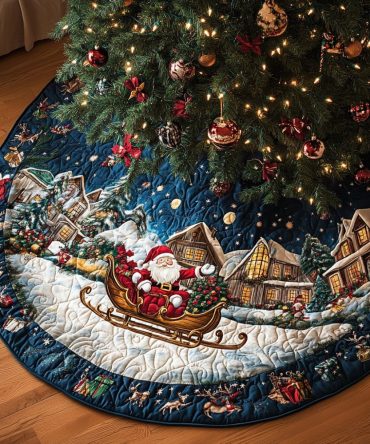 Classic Noel Christmas Tree Skirt — Handmade Elegant Noel Embroidered Holiday Tree Collar, Plush Fabric, Custom Sizes & Gift-Ready