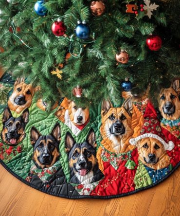 Custom Shepherd Holiday Tree Skirt — Handmade Plush German Shepherd-Themed Christmas Tree Collar, Personalized, Durable & Cozy