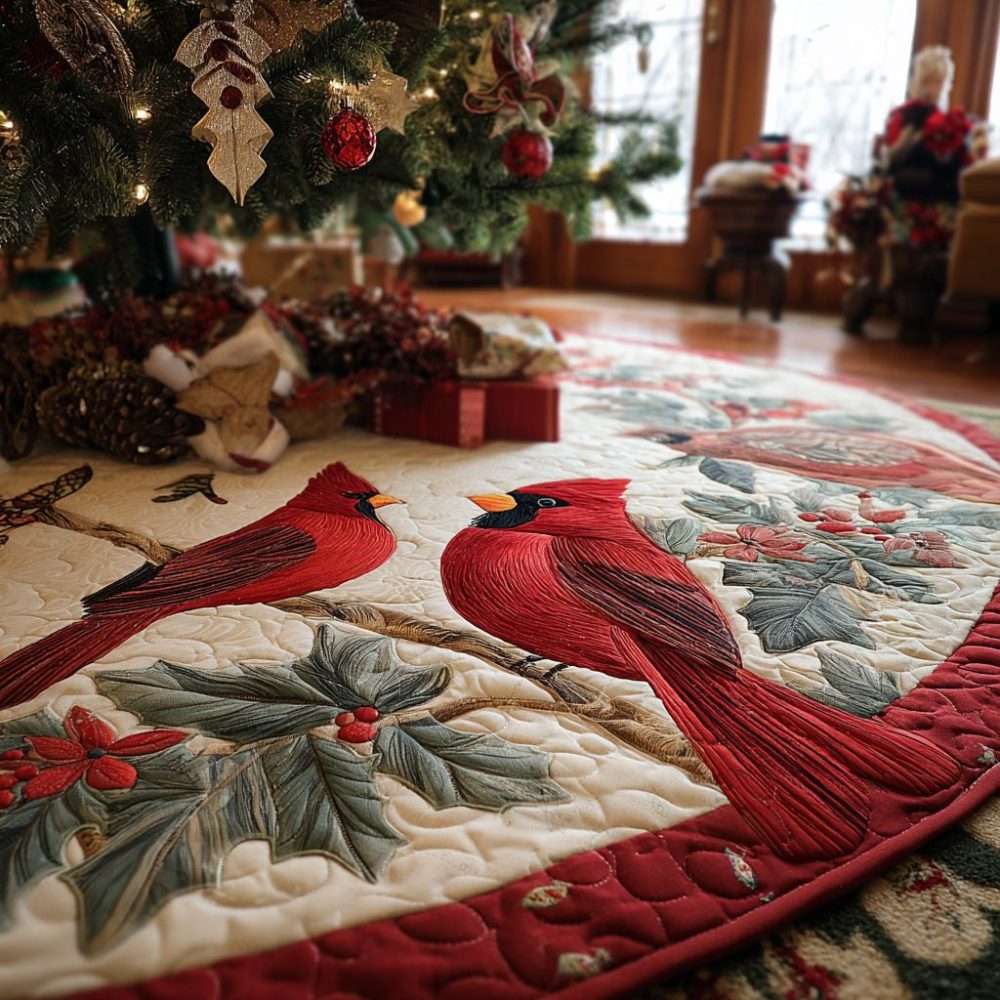 Crimson Noel Classic Tree Skirt — Elegant Red Noel Christmas Tree Skirt With Satin Trim, Handmade Custom Holiday Décor, Personalized Options