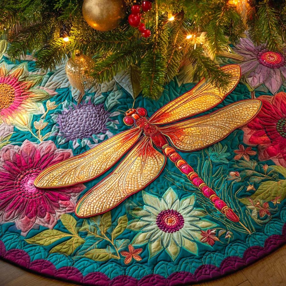 Crimson Twilight Glow Luxury Tree Skirt — Custom Deep Red Christmas Tree Skirt With Subtle Shimmer And Refined Embroidery