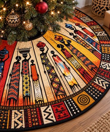 Crowned In Culture Luxury Holiday Tree Skirt — Handcrafted Afrocentric Christmas Skirt, Custom Sizes, Regal Home Accent & Gift Choice