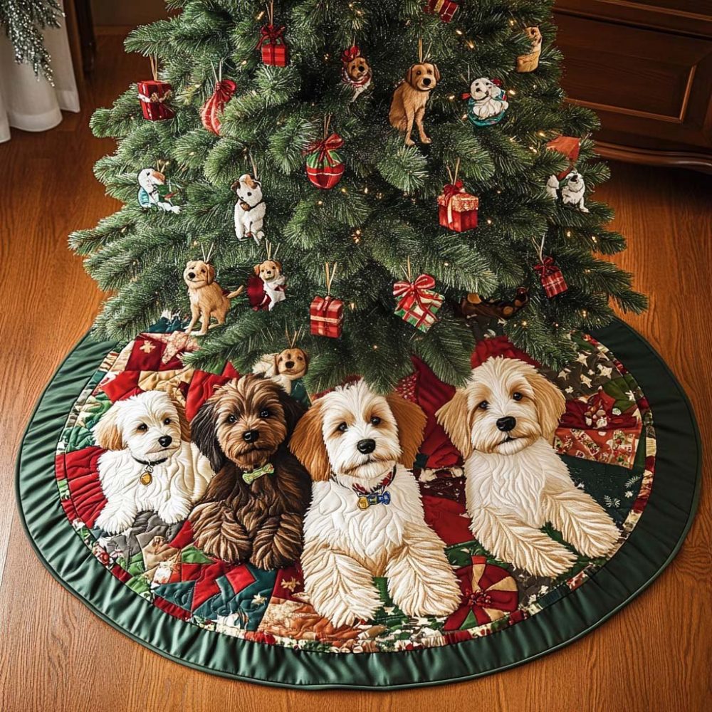 Cozy Labradoodle Holiday Tree Skirt — Custom Plush Christmas Tree Skirt For Doodle Owners, Personalized Design & Made To Order Today