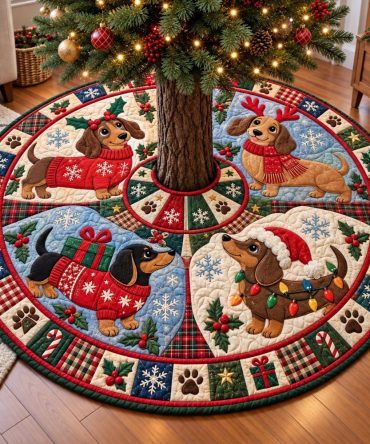 Personalized Dachshund Christmas Wishes Tree Skirt — Custom Dog Lover Holiday Skirt, Soft Festive Design, Made To Order