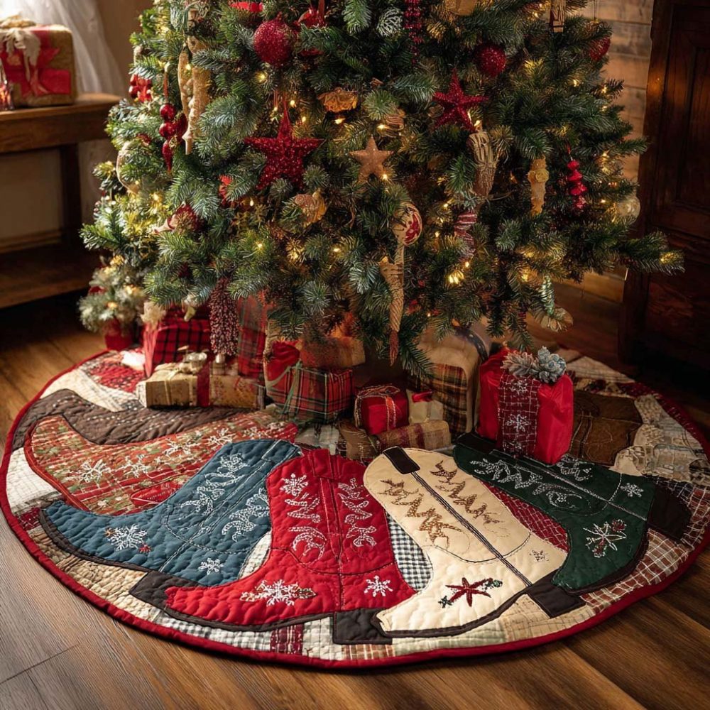 Desert Stride Southwestern Christmas Tree Skirt - Handmade Desert-Themed Holiday Tree Skirt, Custom Made-To-Order