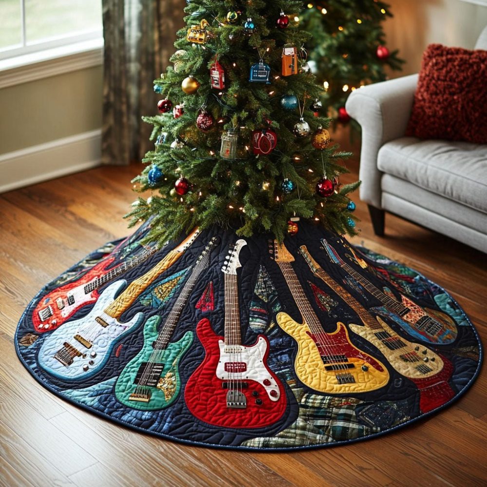 Electric Groove Festive Tree Skirt — Bold Modern Holiday Skirt, Vibrant Prints, Custom Size Options, Handmade For Impactful Styling