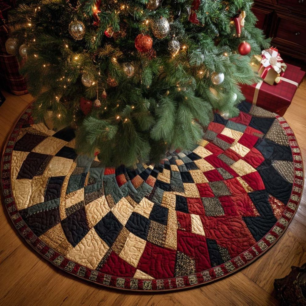 Handmade Holiday Patchwork Tree Skirt — Custom Quilted Christmas Tree Skirt, Luxe Cotton Blend, Personalized & Made-To-Order