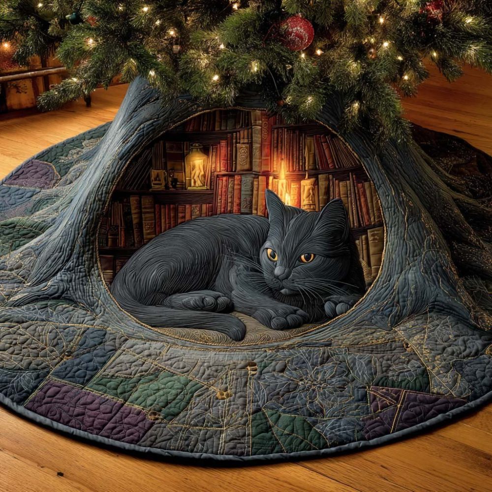 Ember Eyes Holiday Tree Skirt — Custom Dramatic Christmas Tree Skirt With Bold Ember Accents For Statement Decor