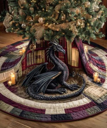 Emberrest Sanctuary Holiday Tree Skirt — Custom Warm Ember Tones Christmas Tree Skirt With Cozy Textures