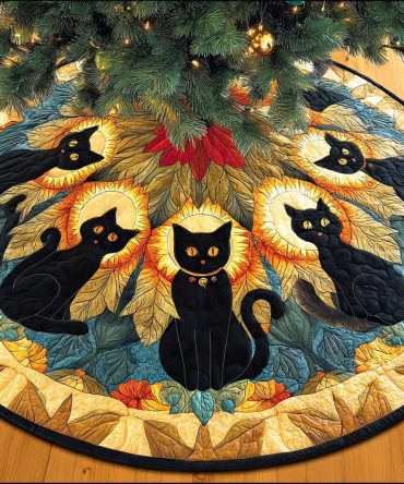 Enchanted Night Christmas Tree Skirt — Starry Night Holiday Skirt, Luxurious Velvet, Hand-Stitched, Custom Embroidery Option