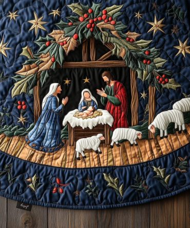 Custom Eternal Hope Christmas Tree Skirt — Handcrafted Holiday Tree Skirt, Elegant Linen & Personalized Embroidery, Gift-Ready