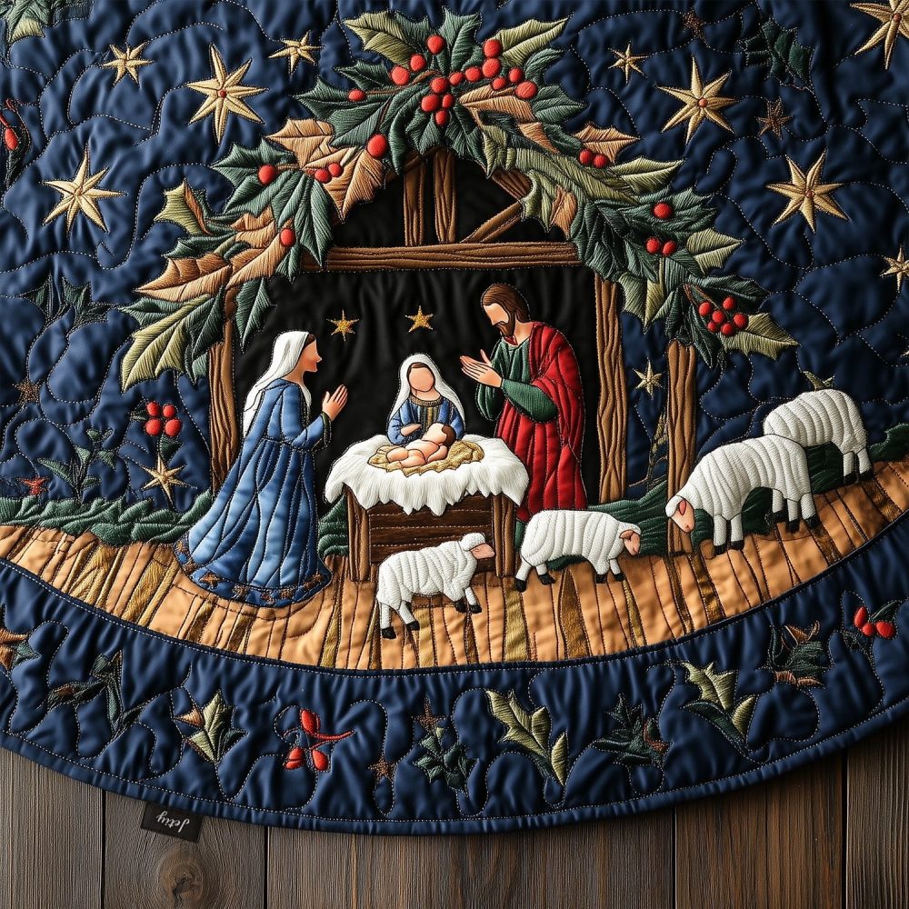 Custom Eternal Hope Christmas Tree Skirt — Handcrafted Holiday Tree Skirt, Elegant Linen & Personalized Embroidery, Gift-Ready