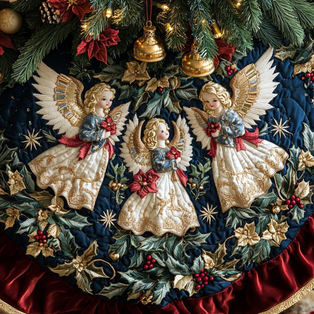 Ethereal Elegance Holiday Tree Skirt — Custom-Made Sophisticated Christmas Tree Skirt, Sheer Accents & Velvet Base, Personalized Options