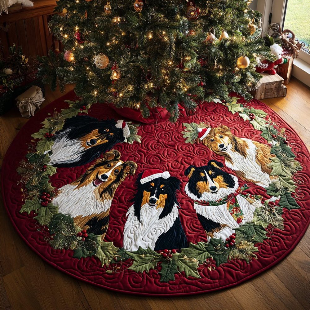 Evergreen Herd Festive Tree Skirt — Custom Crafted Holiday Tree Skirt With Woodland Motif, Plush Fabric, Personalized Sizes