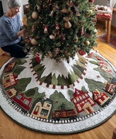 Evergreen Hollow Designer Tree Skirt — Custom-Made Rustic Christmas Tree Skirt, Durable Fabric, Perfect For Cabin & Lodge Decor
