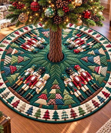 Evergreen Nutcracker Forest Custom Tree Skirt — Made-To-Order Holiday Tree Skirt With Pine & Toy-Soldier Design