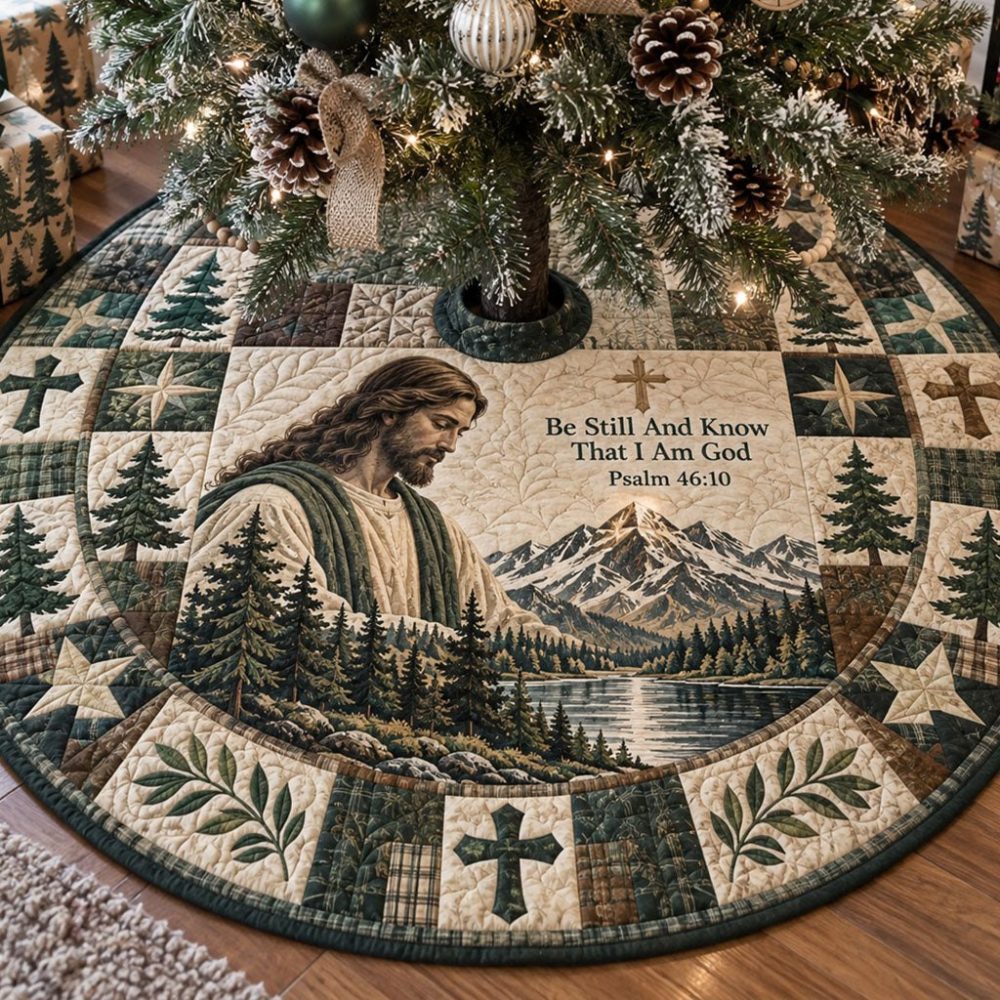 Faithful Promise Christmas Tree Skirt — Custom Handmade Faith Tree Skirt, Elegant Holiday Decor & Personalized Gift Option